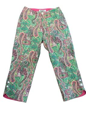 Windridge Cheryl Nash Women’s Medium (27 x 22) Paisley Pink & Green Capri Pants
